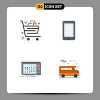 4 Creative Icons Modern Signs and Symbols of basket iphone commerce smart phone dj Editable Vector Design Elements