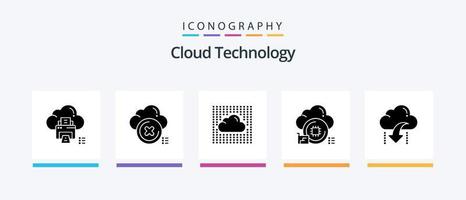 Cloud Technology Glyph 5 Icon Pack Including chip. cloud. cancel. layers. sky. Creative Icons Design vector