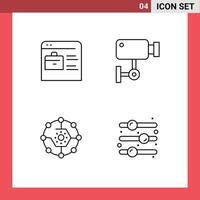 4 User Interface Line Pack of modern Signs and Symbols of bag computing online portfolio security connectivity Editable Vector Design Elements
