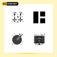 Set of 4 Vector Solid Glyphs on Grid for drop illustration gold image vectors Editable Vector Design Elements