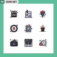 9 iconos creativos signos y símbolos modernos de popcone de video infantil detener elementos de diseño vectorial editables de audio vector