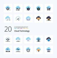 20 Cloud Technology Flat Color icon Pack like connected mouse cloud document copy vector