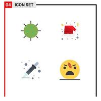 Set of 4 Modern UI Icons Symbols Signs for bacteria color picker experiment hat dropper Editable Vector Design Elements