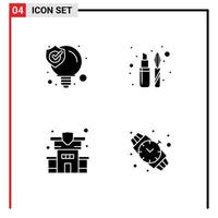 Editable Vector Line Pack of 4 Simple Solid Glyphs of idea insurance solution liner hand watch Editable Vector Design Elements