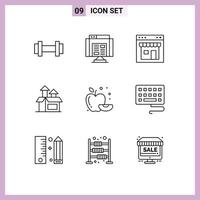 Set of 9 Modern UI Icons Symbols Signs for apple performance browser method shop Editable Vector Design Elements