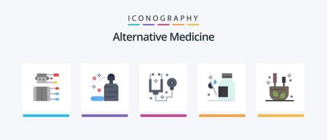 Alternative Medicine Flat 5 Icon Pack Including medicine. healthcare. soap. health. tools. Creative Icons Design vector