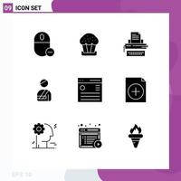 Pack of 9 Modern Solid Glyphs Signs and Symbols for Web Print Media such as hospital user easter patient keys Editable Vector Design Elements