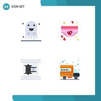 4 Flat Icon concept for Websites Mobile and Apps ghost cinema scary underpants filmstrip Editable Vector Design Elements