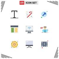 Set of 9 Commercial Flat Colors pack for screen electronics pointer user content Editable Vector Design Elements