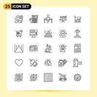 25 User Interface Line Pack of modern Signs and Symbols of market forecast exercise business man Editable Vector Design Elements