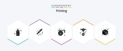 Printing 25 Glyph icon pack including printing. machine. page. d printing. palette vector