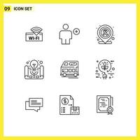 Stock Vector Icon Pack of 9 Line Signs and Symbols for coach project management new project idea active learning Editable Vector Design Elements