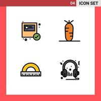 4 Creative Icons Modern Signs and Symbols of box measure shopping vegetables scale Editable Vector Design Elements