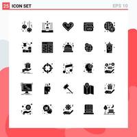 User Interface Pack of 25 Basic Solid Glyphs of father wallet flowchart surprise like Editable Vector Design Elements