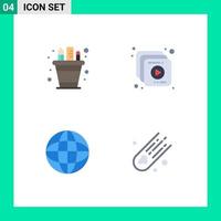 Modern Set of 4 Flat Icons Pictograph of business location pencil pot multimedia world Editable Vector Design Elements