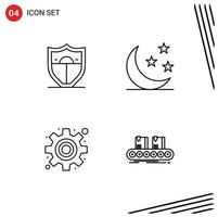 Group of 4 Filledline Flat Colors Signs and Symbols for shield settings half nature box Editable Vector Design Elements