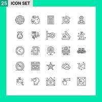 Group of 25 Modern Lines Set for builder plug pull energy board Editable Vector Design Elements
