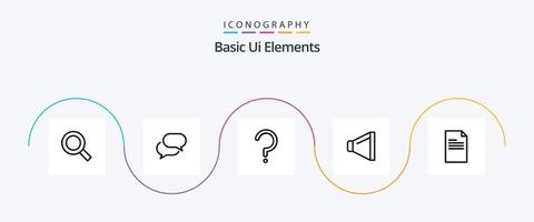 paquete de iconos de la línea 5 de elementos básicos de la interfaz de usuario que incluye datos. expediente. ayudar. volumen. sonido vector