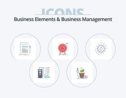 Business Elements And Business Managment Flat Icon Pack 5 Icon Design. market. goal. money. presentation. file vector