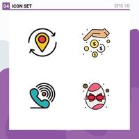 Modern Set of 4 Filledline Flat Colors and symbols such as arrow call marker hands receiver Editable Vector Design Elements