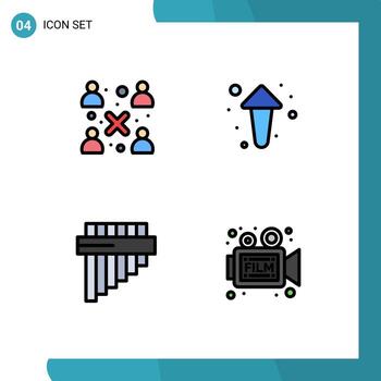4 Universal Filledline Flat Colors Set for Web and Mobile Applications business instrument workgroup up camera Editable Vector Design Elements