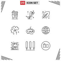 Universal Icon Symbols Group of 9 Modern Outlines of spring flower anemone flower spring anemone plant Editable Vector Design Elements