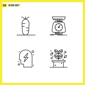 conjunto de pictogramas de 4 colores planos de línea rellena simple de escalas de implementación de planificación de zanahoria elementos de diseño vectorial editables de potencia vector