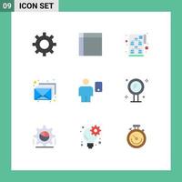 paquete de iconos de vector de stock de 9 signos y símbolos de línea para elementos de diseño de vector editables de correo electrónico de planificación de envoltura de cuerpo