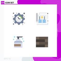 User Interface Pack of 4 Basic Flat Icons of setting cleaning time cover keeping Editable Vector Design Elements
