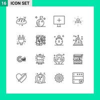 Set of 16 Commercial Outlines pack for plug interest alert income fund Editable Vector Design Elements