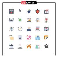 Pictogram Set of 25 Simple Flat Colors of laptop video vine live secure Editable Vector Design Elements