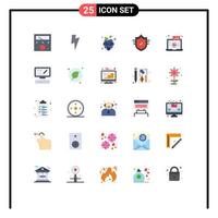 Pictogram Set of 25 Simple Flat Colors of laptop video vine live secure Editable Vector Design Elements