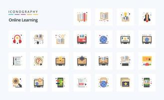 25 Online Learning Flat color icon pack vector