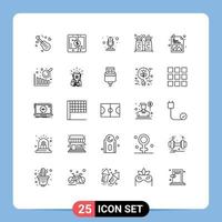 Modern Set of 25 Lines Pictograph of picture development smartphone shop cinnamon Editable Vector Design Elements