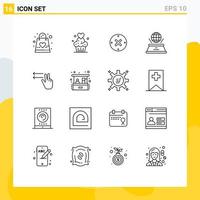 Universal Icon Symbols Group of 16 Modern Outlines of presentation hologram baked world delete Editable Vector Design Elements