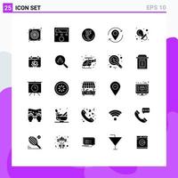 Set of 25 Commercial Solid Glyphs pack for marker location currency arrow rupee Editable Vector Design Elements