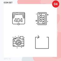 paquete de línea de 4 símbolos universales de elementos de diseño de vector editables de flecha de herramienta de corte de cámara de computadora