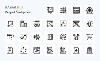 paquete de iconos de línea de desarrollo de 25 diseños vector