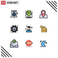 conjunto de 9 iconos de interfaz de usuario modernos signos de símbolos para educación de graduación administración de usuarios de vacaciones elementos de diseño de vectores editables