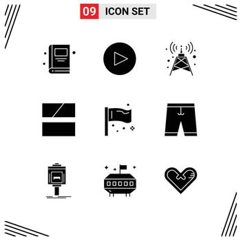 Set of 9 Modern UI Icons Symbols Signs for accessories global editing flags congress Editable Vector Design Elements