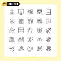 Mobile Interface Line Set of 25 Pictograms of can window agile city time Editable Vector Design Elements