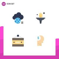 Pack of 4 Modern Flat Icons Signs and Symbols for Web Print Media such as cloud bar storage education drink bar Editable Vector Design Elements