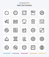 Creative Basic 25 OutLine icon pack  Such As like. timer. archive. clock. share vector