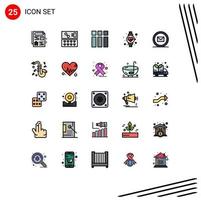 Stock Vector Icon Pack of 25 Line Signs and Symbols for instrument online image email heart beat Editable Vector Design Elements