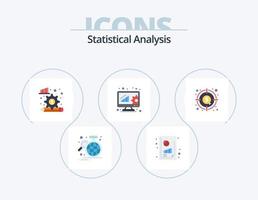 análisis estadístico paquete de iconos planos 5 diseño de iconos. análisis. gestión de datos. análisis gráfico. análisis de datos engranaje vector