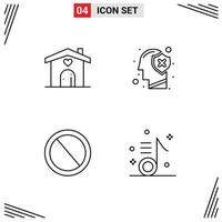 Modern Set of 4 Filledline Flat Colors and symbols such as home bin wedding human garbage Editable Vector Design Elements