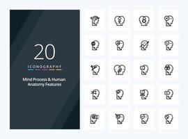 20 Mind Process And Human Features Outline icon for presentation vector