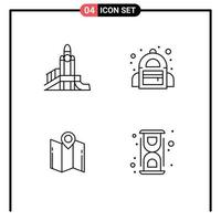 Set of 4 Modern UI Icons Symbols Signs for bomb direction playground school navigation Editable Vector Design Elements