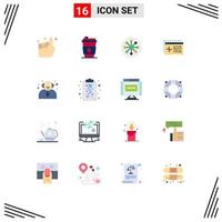 Group of 16 Flat Colors Signs and Symbols for school target atom controller laboratory Editable Pack of Creative Vector Design Elements