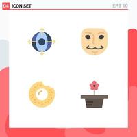 Modern Set of 4 Flat Icons Pictograph of business sweets product mask nature Editable Vector Design Elements